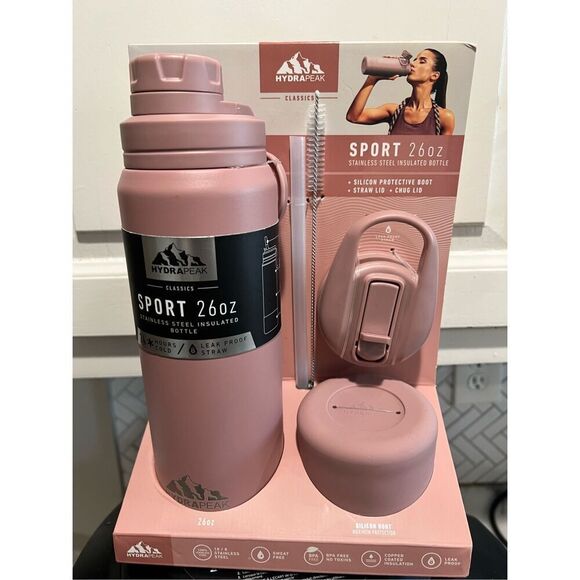 HydraPeak 26oz Stainless Steel Water Bottle Light Pink